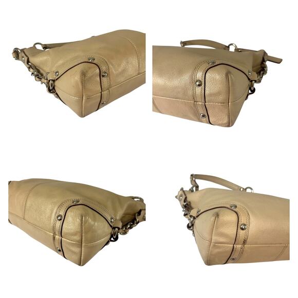 Coach Carly Hobo Bag Cream Silver Leather Shoulder Bag Metallic F15251 - Picture 14 of 14